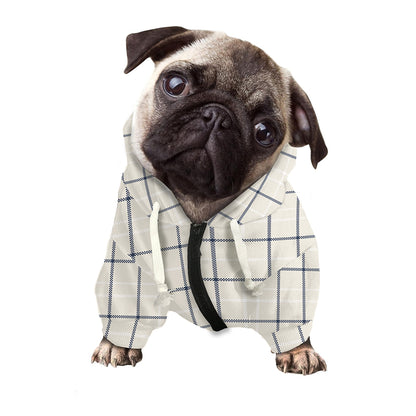 Beige Tattersall Pattern Print Dog Zip Up Hoodie