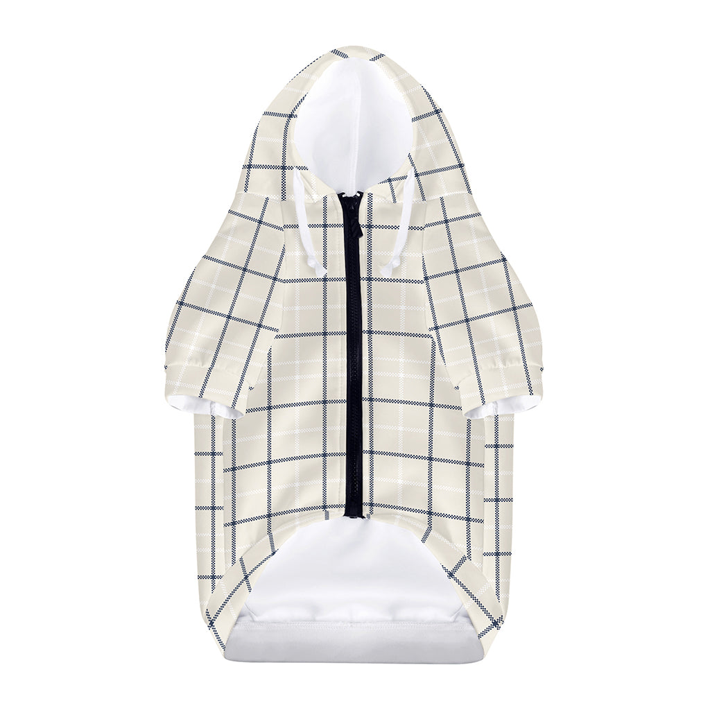 Beige Tattersall Pattern Print Dog Zip Up Hoodie