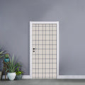 Beige Tattersall Pattern Print Door Sticker
