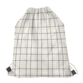 Beige Tattersall Pattern Print Drawstring Bag