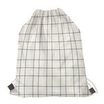 Beige Tattersall Pattern Print Drawstring Bag