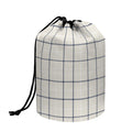 Beige Tattersall Pattern Print Drawstring Makeup Bag