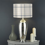 Beige Tattersall Pattern Print Drum Lamp Shade