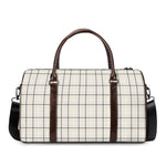 Beige Tattersall Pattern Print Duffle Bag
