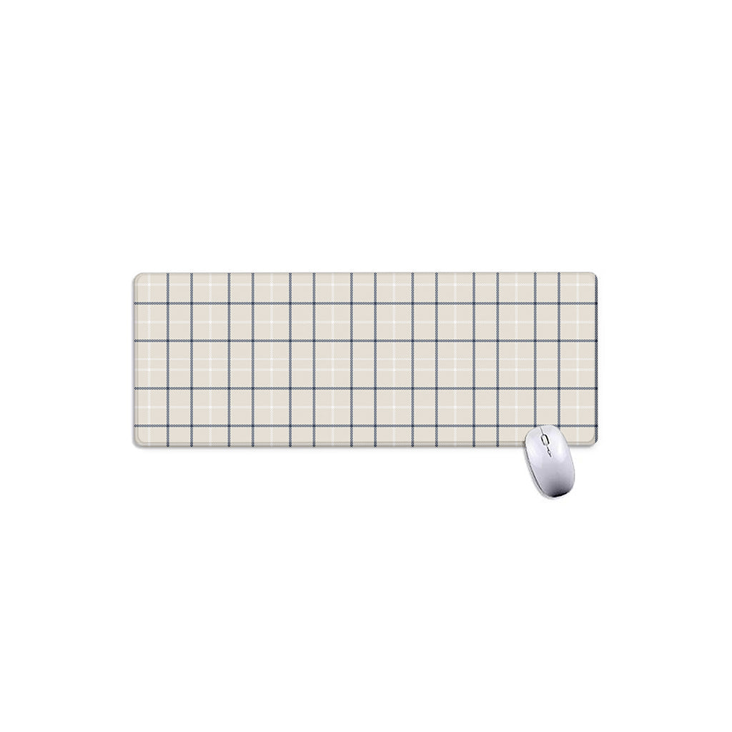 Beige Tattersall Pattern Print Extended Mouse Pad