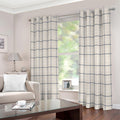 Beige Tattersall Pattern Print Extra Wide Grommet Curtains
