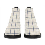 Beige Tattersall Pattern Print Flat Ankle Boots