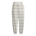 Beige Tattersall Pattern Print Fleece Lined Knit Pants
