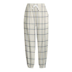 Beige Tattersall Pattern Print Fleece Lined Knit Pants