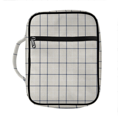 Beige Tattersall Pattern Print Front Pocket Bible Bag