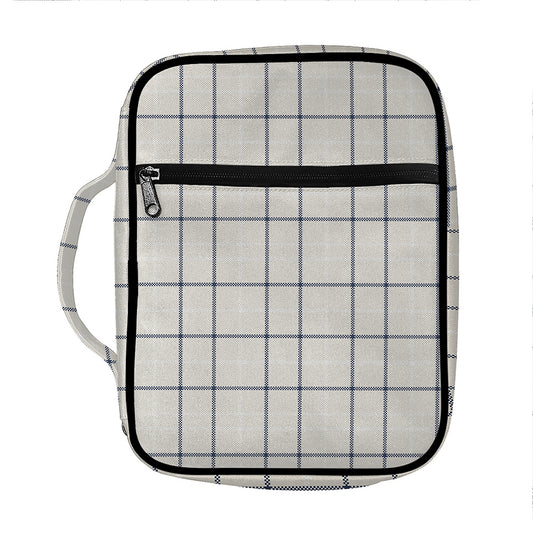 Beige Tattersall Pattern Print Front Pocket Bible Bag