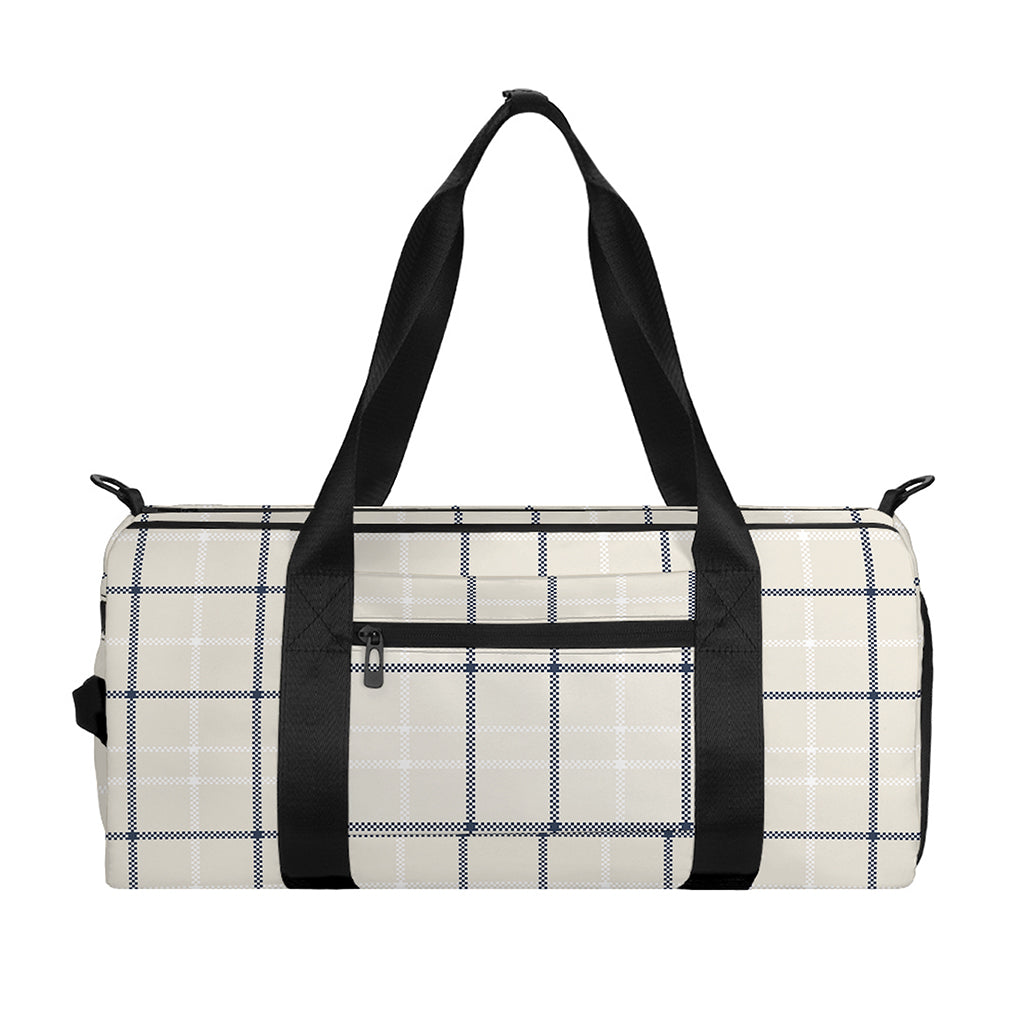 Beige Tattersall Pattern Print Gym Bag