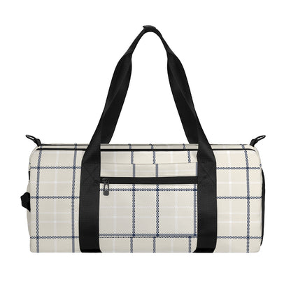 Beige Tattersall Pattern Print Gym Bag