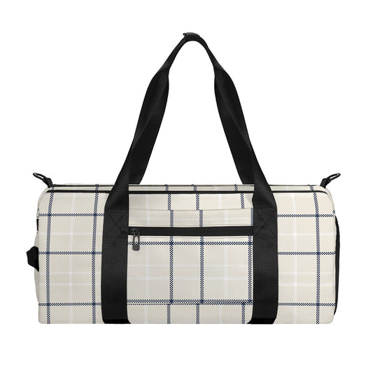 Beige Tattersall Pattern Print Gym Bag