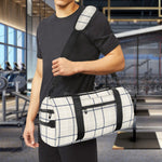 Beige Tattersall Pattern Print Gym Bag