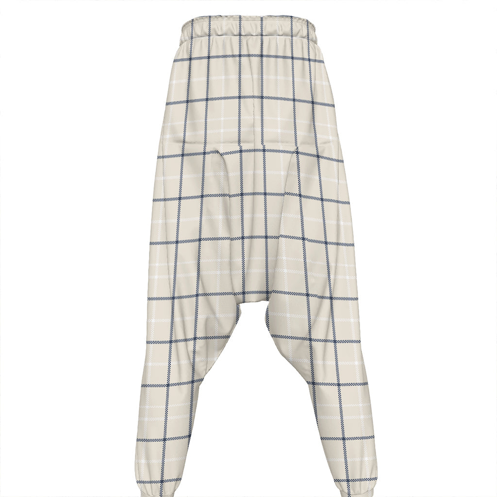 Beige Tattersall Pattern Print Hammer Pants