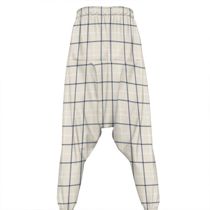 Beige Tattersall Pattern Print Hammer Pants