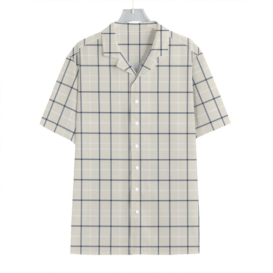 Beige Tattersall Pattern Print Hawaiian Shirt