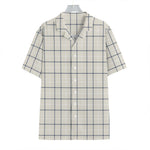 Beige Tattersall Pattern Print Hawaiian Shirt