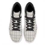 Beige Tattersall Pattern Print High Top Leather Sneakers