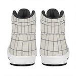 Beige Tattersall Pattern Print High Top Leather Sneakers