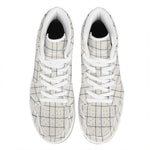 Beige Tattersall Pattern Print High Top Leather Sneakers