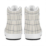 Beige Tattersall Pattern Print High Top Leather Sneakers