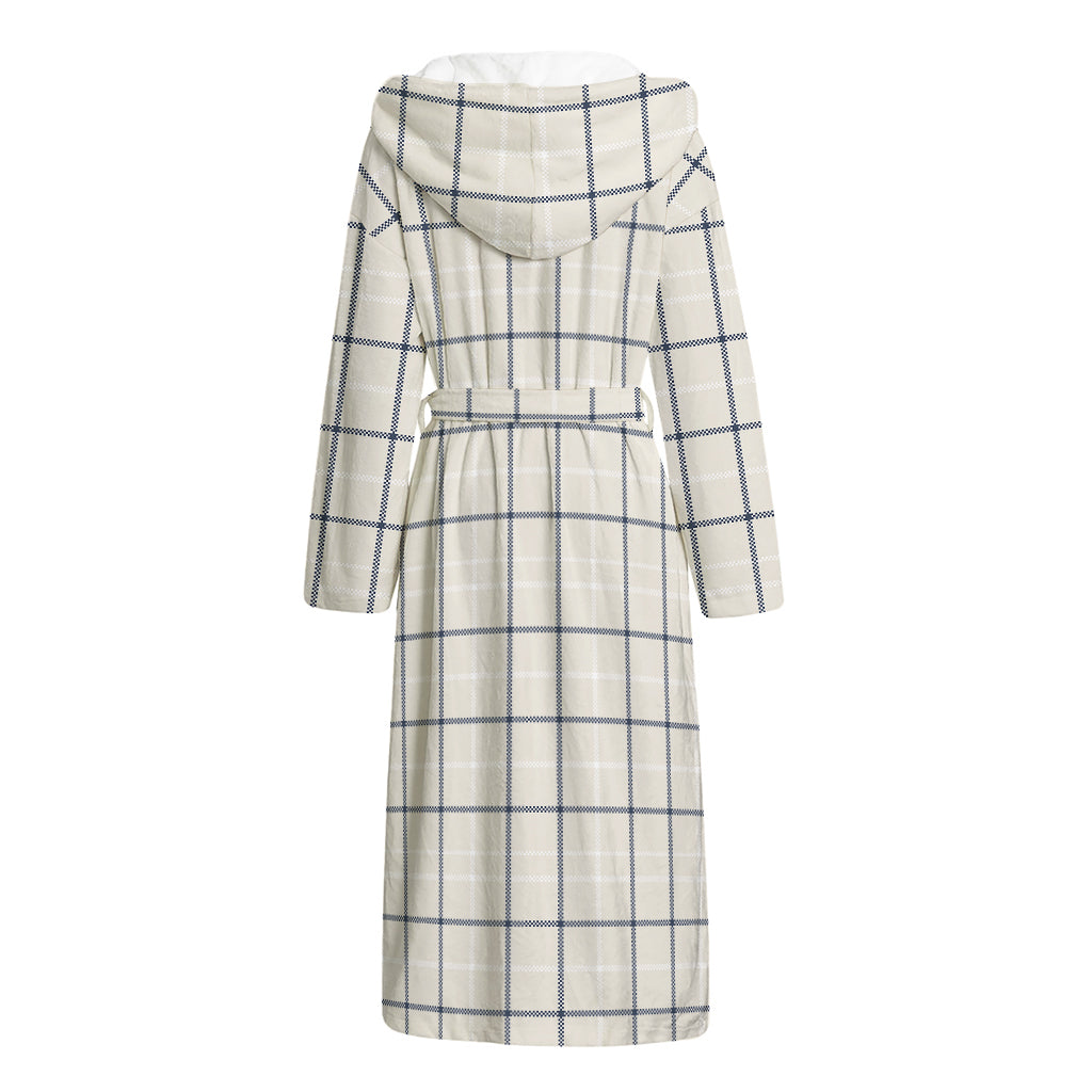 Beige Tattersall Pattern Print Hooded Bathrobe