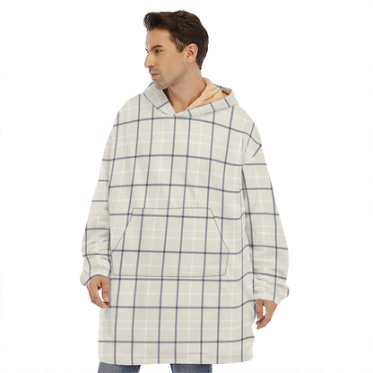 Beige Tattersall Pattern Print Hoodie Blanket