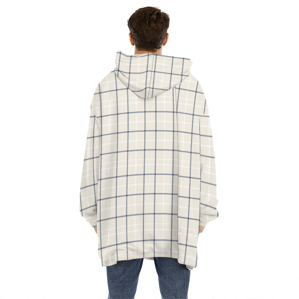 Beige Tattersall Pattern Print Hoodie Blanket