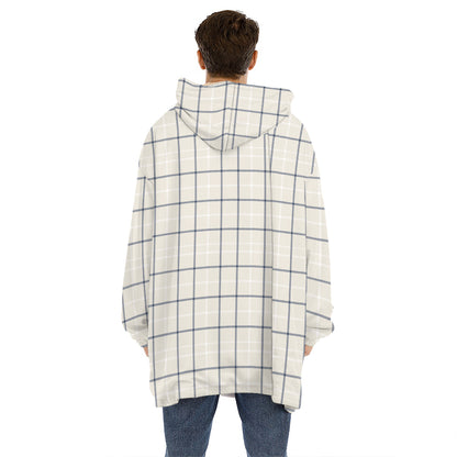 Beige Tattersall Pattern Print Hoodie Blanket