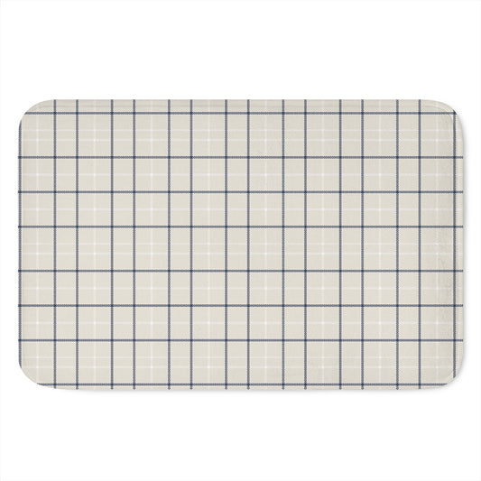 Beige Tattersall Pattern Print Indoor Door Mat