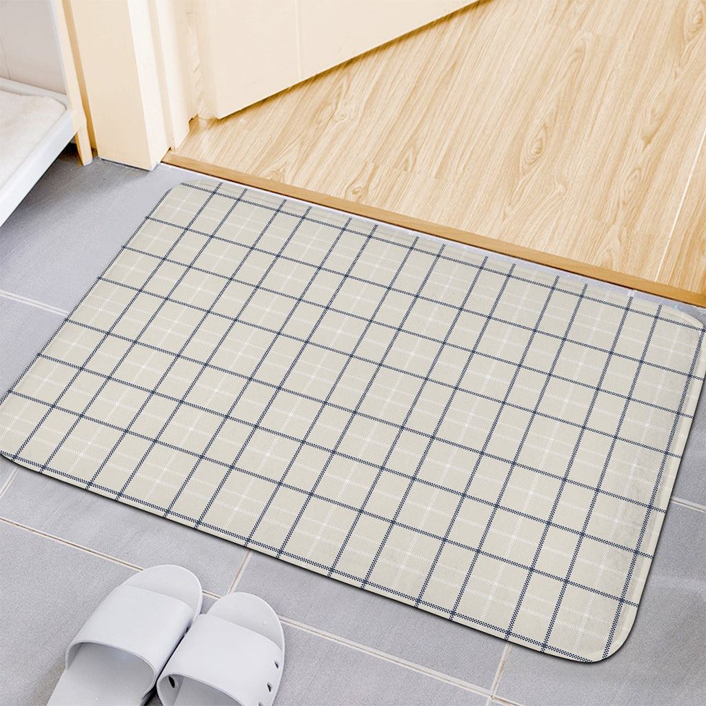 Beige Tattersall Pattern Print Indoor Door Mat