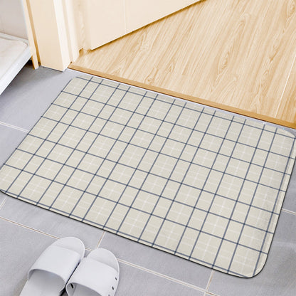 Beige Tattersall Pattern Print Indoor Door Mat