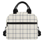 Beige Tattersall Pattern Print Insulated Lunch Bag