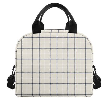 Beige Tattersall Pattern Print Insulated Lunch Bag