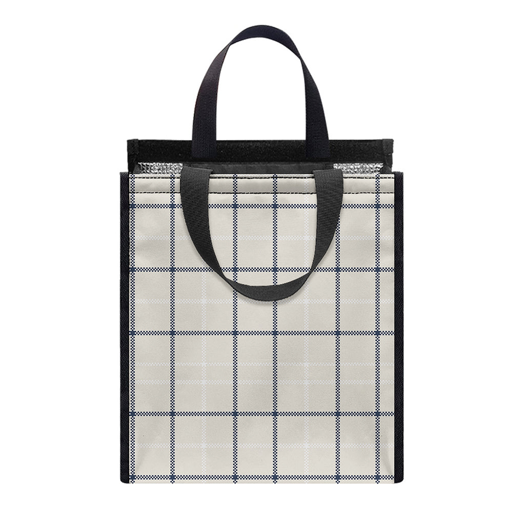 Beige Tattersall Pattern Print Insulated Lunch Tote