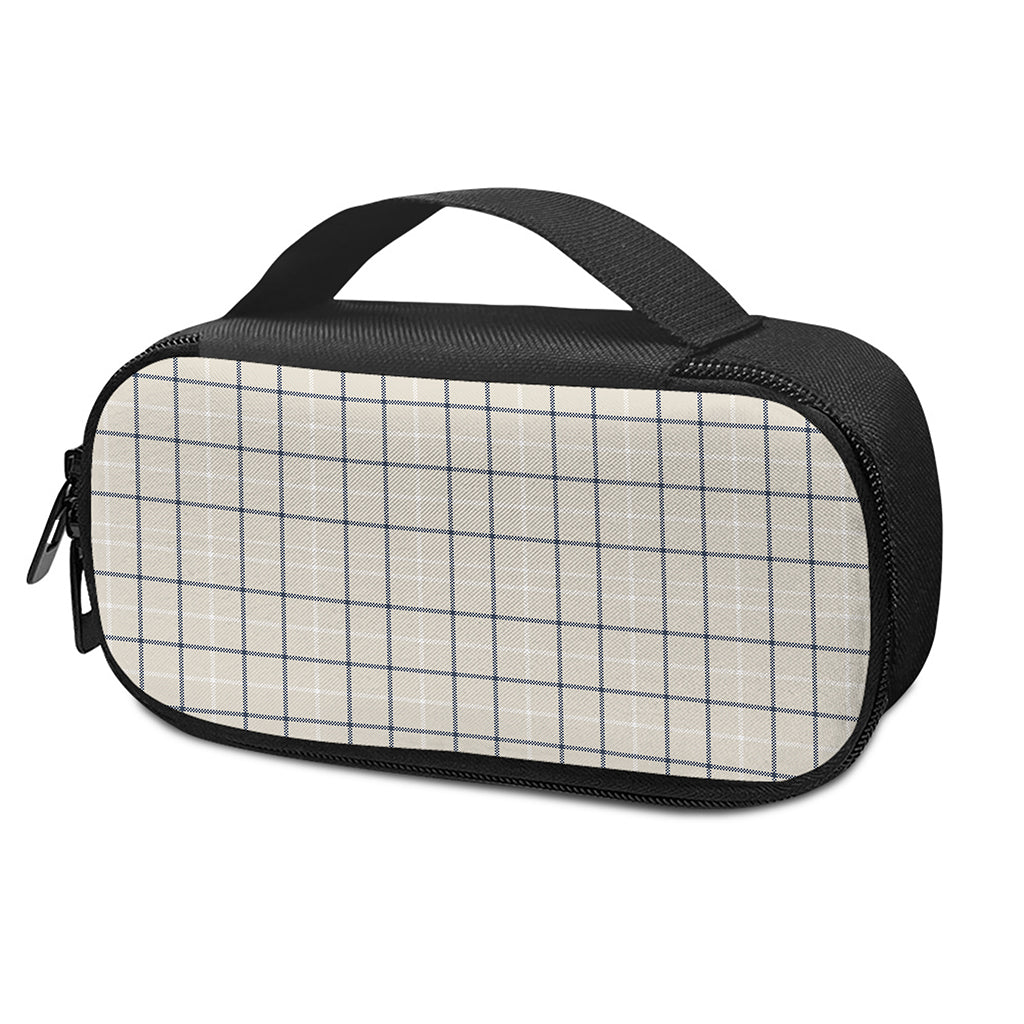 Beige Tattersall Pattern Print Insulin Cooler Travel Case