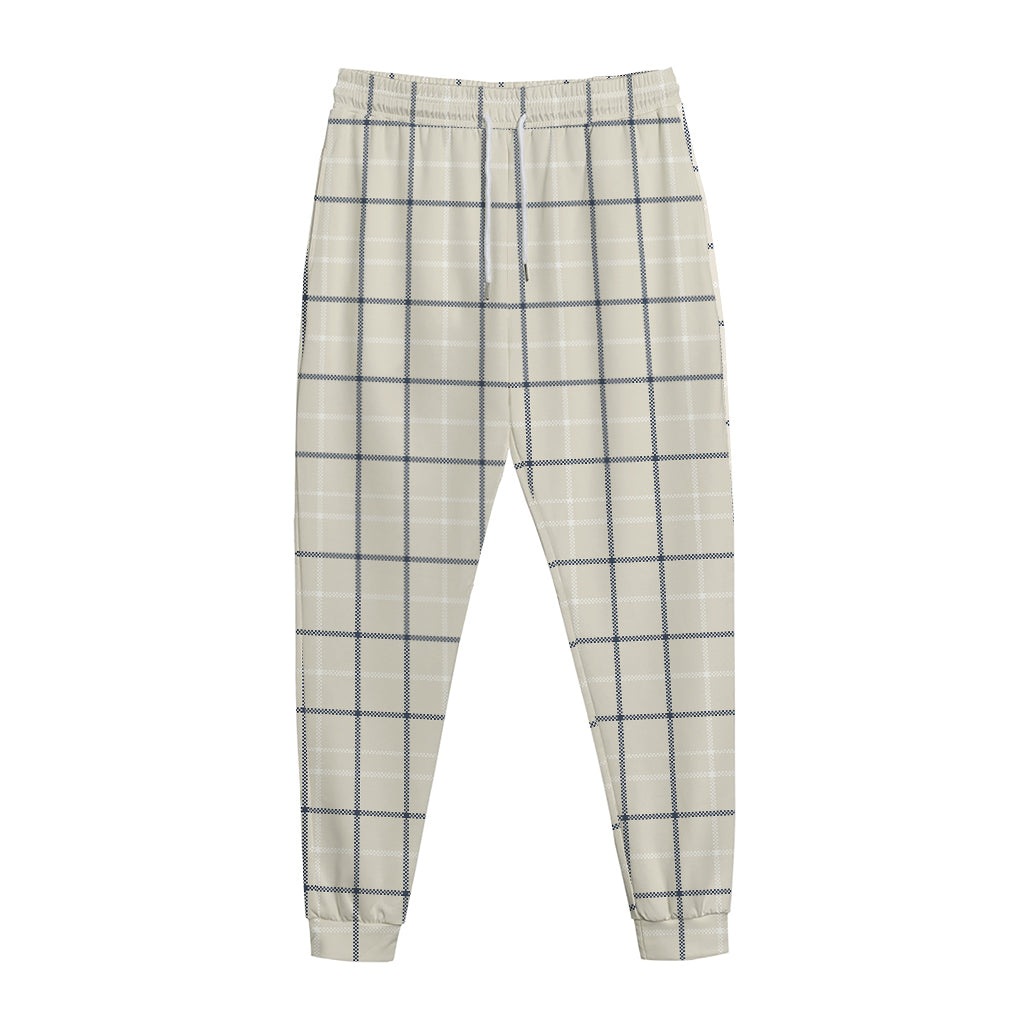 Beige Tattersall Pattern Print Jogger Pants