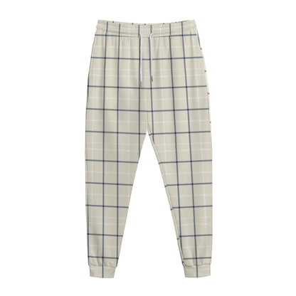 Beige Tattersall Pattern Print Jogger Pants