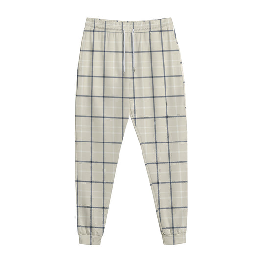 Beige Tattersall Pattern Print Jogger Pants