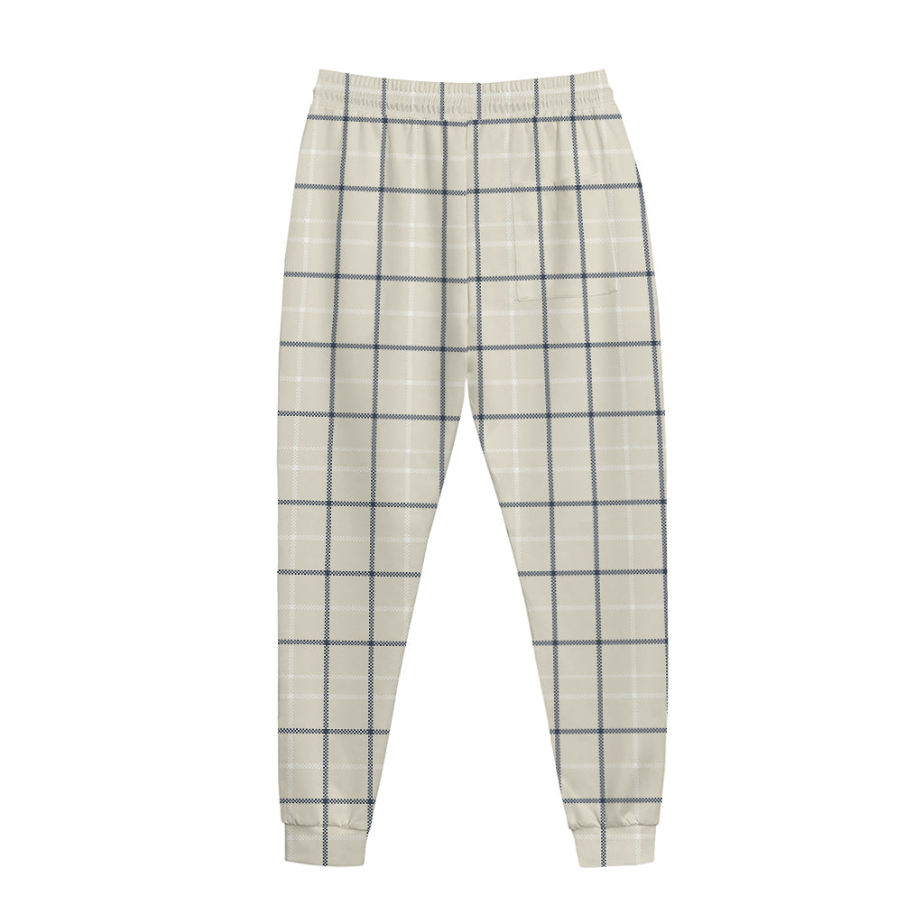 Beige Tattersall Pattern Print Jogger Pants