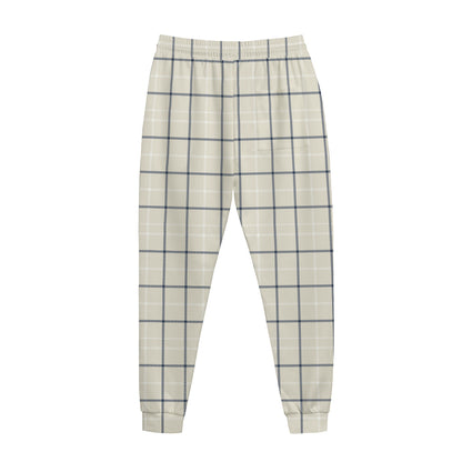 Beige Tattersall Pattern Print Jogger Pants