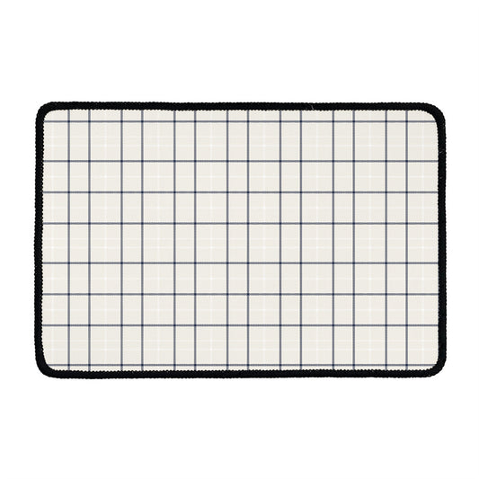 Beige Tattersall Pattern Print Kitchen Mat