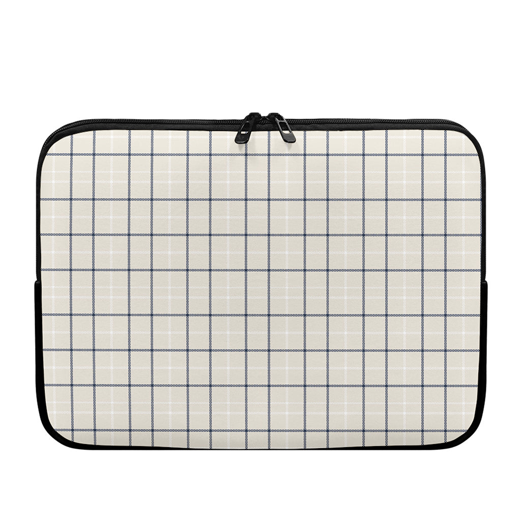 Beige Tattersall Pattern Print Laptop Sleeve