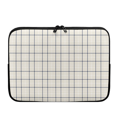 Beige Tattersall Pattern Print Laptop Sleeve
