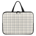 Beige Tattersall Pattern Print Laptop Sleeve With Handle