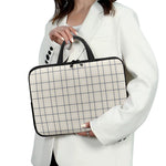 Beige Tattersall Pattern Print Laptop Sleeve With Handle