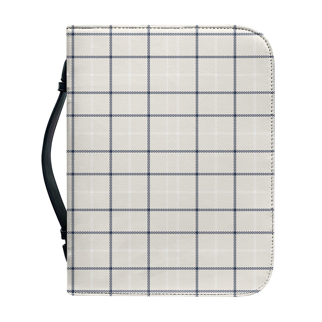Beige Tattersall Pattern Print Leather Bible Cover