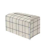 Beige Tattersall Pattern Print Leather Tissue Box Cover